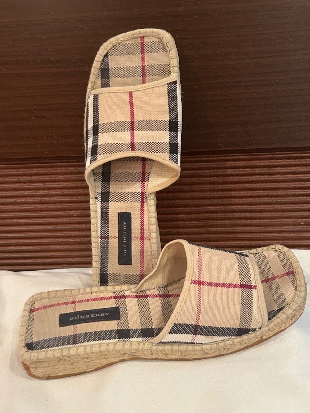 Authentic Burberry check slides size 37